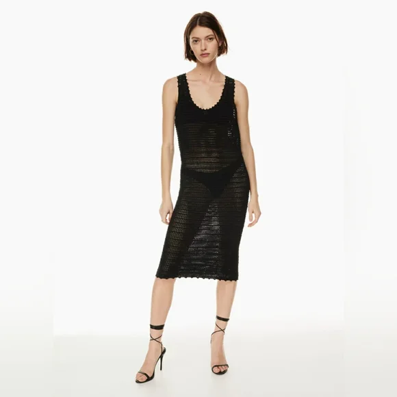 white christmas dresses Aritzia Aritzia Wilfred White Sleeveless Crochet Open Knit Sheer Cover Up Tank Dress S | Sz: S main image 1